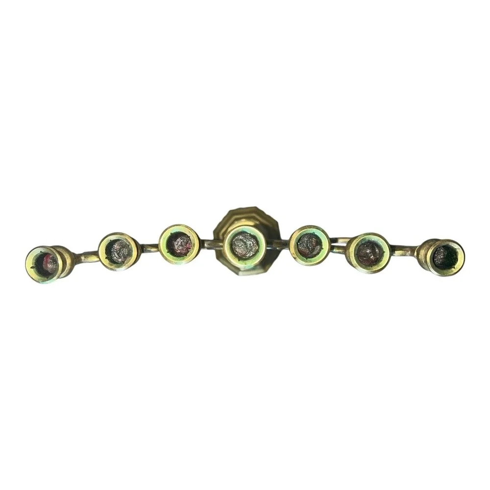Temple Menorah - 15 Inch Height  7‎ Branches Brass Jerusalem Menorah